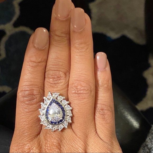 Art Nouveau blue accent stone ring - Picture 4 of 4